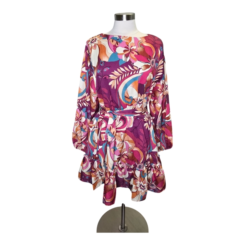 Baltic Born Floral Long Sleeve Dress - Purple, Pink, Blue